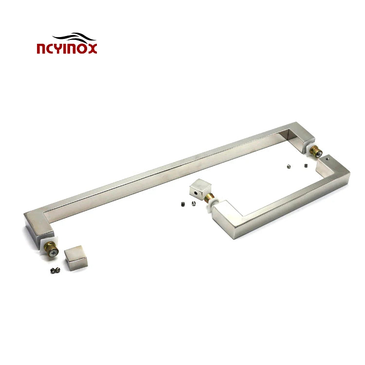 Stainless Steel Square Tube Glass Pull Handle for Bathroom