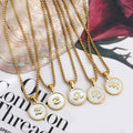 18k Gold Plated Circular Zodiac White Shell Stainless Steel Necklace