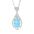 Real Silver 925 Gemstone Pendant with Water Drop Shape Charm Necklace for Women