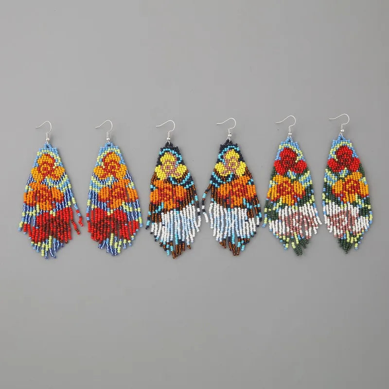 2023 Spring Fashion Collection Valentine's Day Heart Cacuts Flower Patterns Seed Beads Earrings for Girl