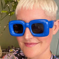 Trendy Unisex Square Inflatable Expansion Sunglasses Candy-Colored PC Frame in Blue Black White Red Yellow; Fashionable Style