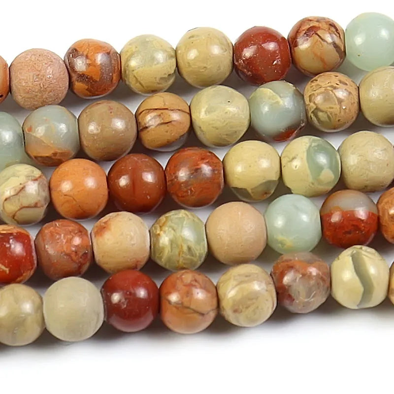 Wholesale Natural Aqua Terra Jasper Stone Loose Beads Sea Sediment Jasper Bead Strand for Jewelry Making 4mm 6mm 8mm 10mm