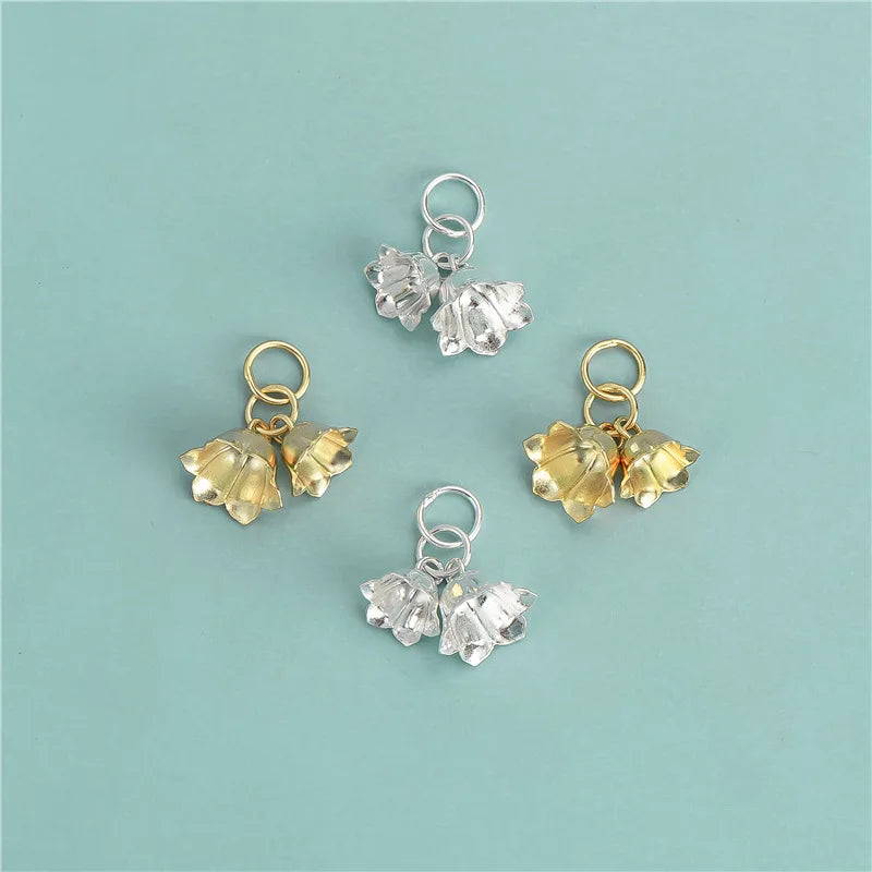 925 Sterling Silver Orchid Flower Necklace Pendant Lily of the Valley Charm for Bracelets Necklace Making Supplies
