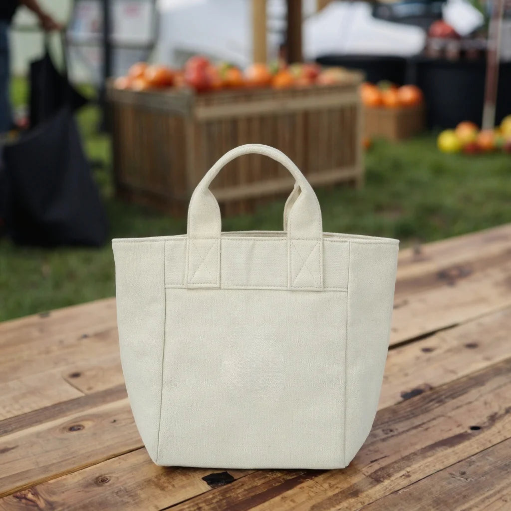Small Compact Durable Carry Bag Heavy Duty Cotton Mini Canvas Totes Bags  for Women with Pockets Bag