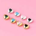 Tiny 7.8mm S925 Sterling Silver Multicolor Pave Zircon Heart Spacer Beads for Jewelry Findings Crafts DIY