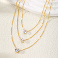 VKME Fashion Zircon NecklaceGold Color Multi Layer Chain Star Heart Rhinestones Necklace for Women Jewelry