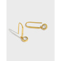 925 Sterling Silver U Shape Hoop Earrings Minimalist Simple Zircon Stud Earrings Cool 18K Gold Plated Earrings Women