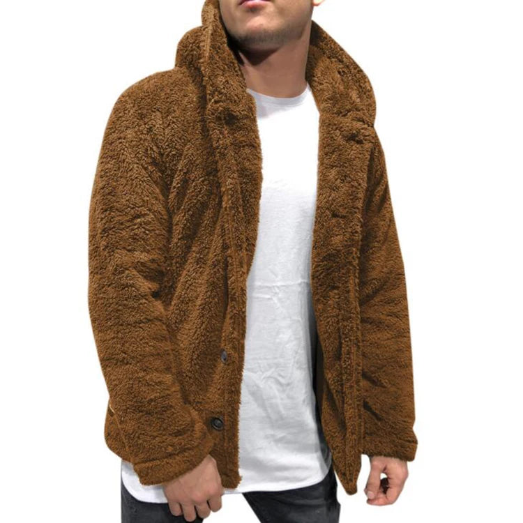 New Fleece Coat Fluffy Cardigan Hooded Teddy Coat Plus Size Loose Cardigan Sweaters Pure-colour Loose Casual Plush Jacket