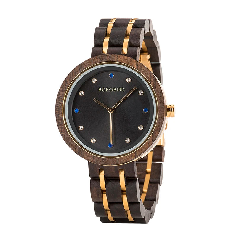 Ladies Fashion Wood Watch Japan Movement Custom OEM Business Type Pointer Dial Display S