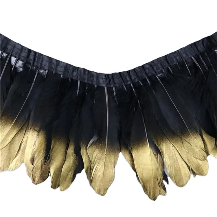 Fantastic Gold Tipped Goose Nagoire Feather Fringe for Clothes Trimming Dress Capes