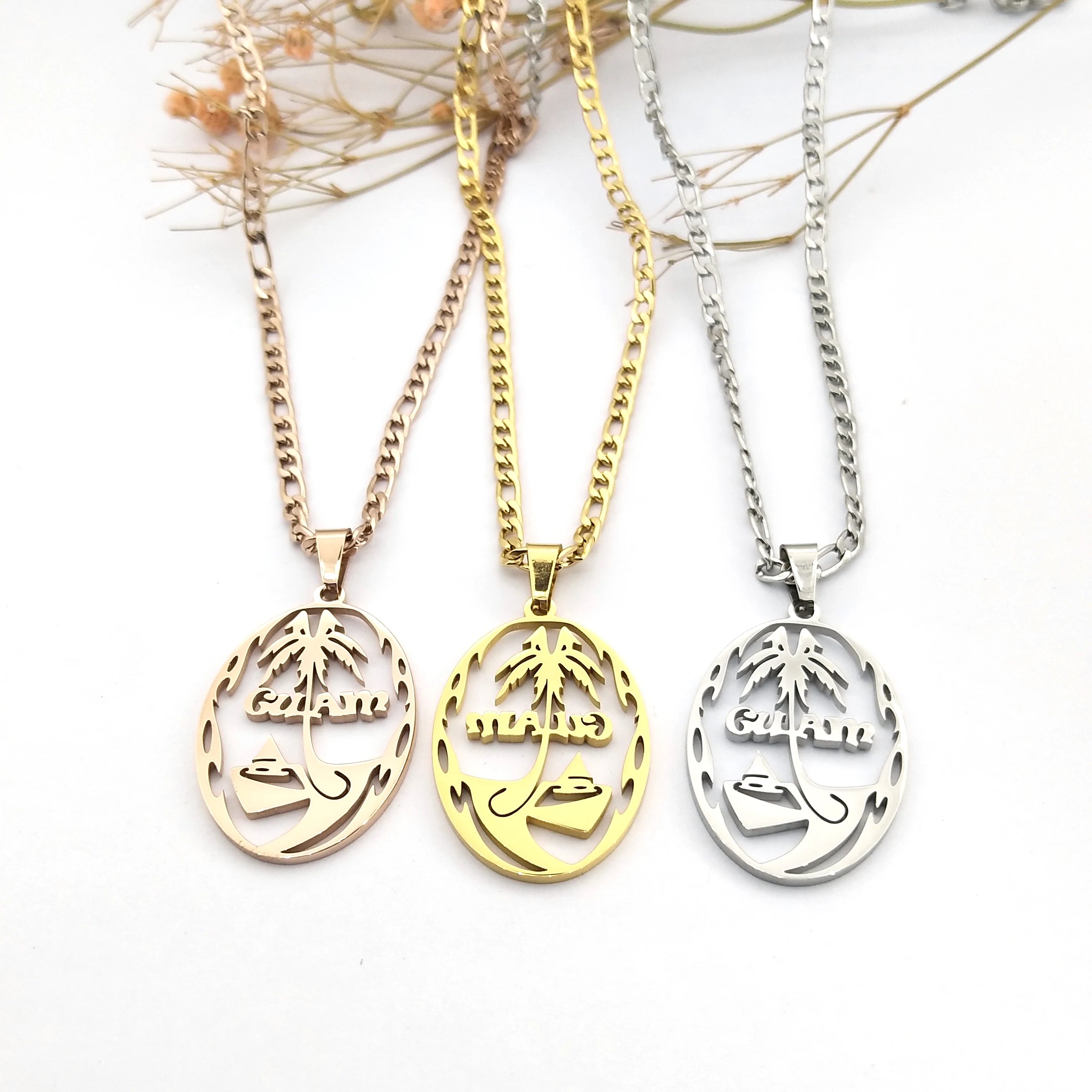 Moda Guam Jewelry Gold Plated Color Joyeria Acero Inoxidable Stainless Steel Chain Fashion Necklace 2022 Jewelry for Women