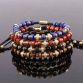 New Fashion Design Spring Summer Color Gemstone Natural Stone 18K Gold Plating CZ Charm Beads Custom Macrame Bracelet Women Men