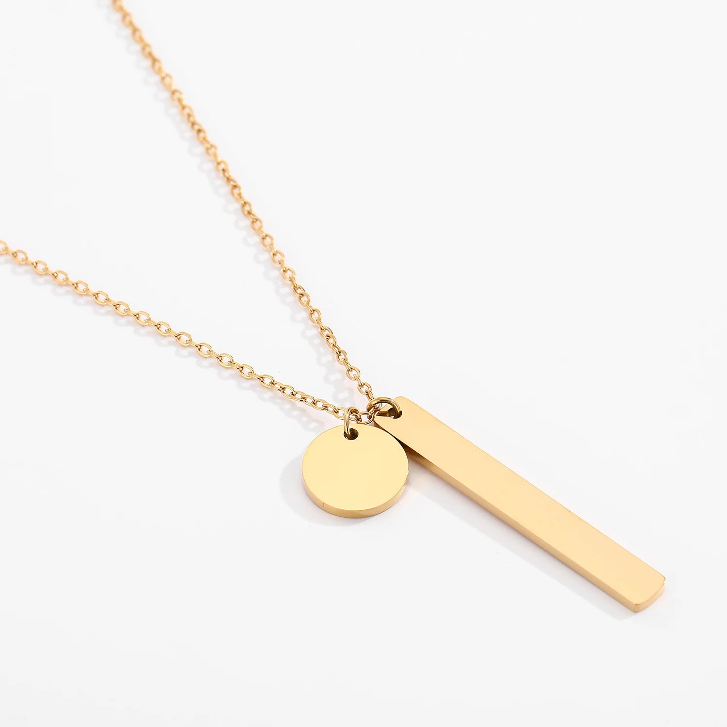 Charm Custom Necklace Personalized Engraved Vertical Coin Blank Pendant Chain Necklace  Stainless Steel Bar