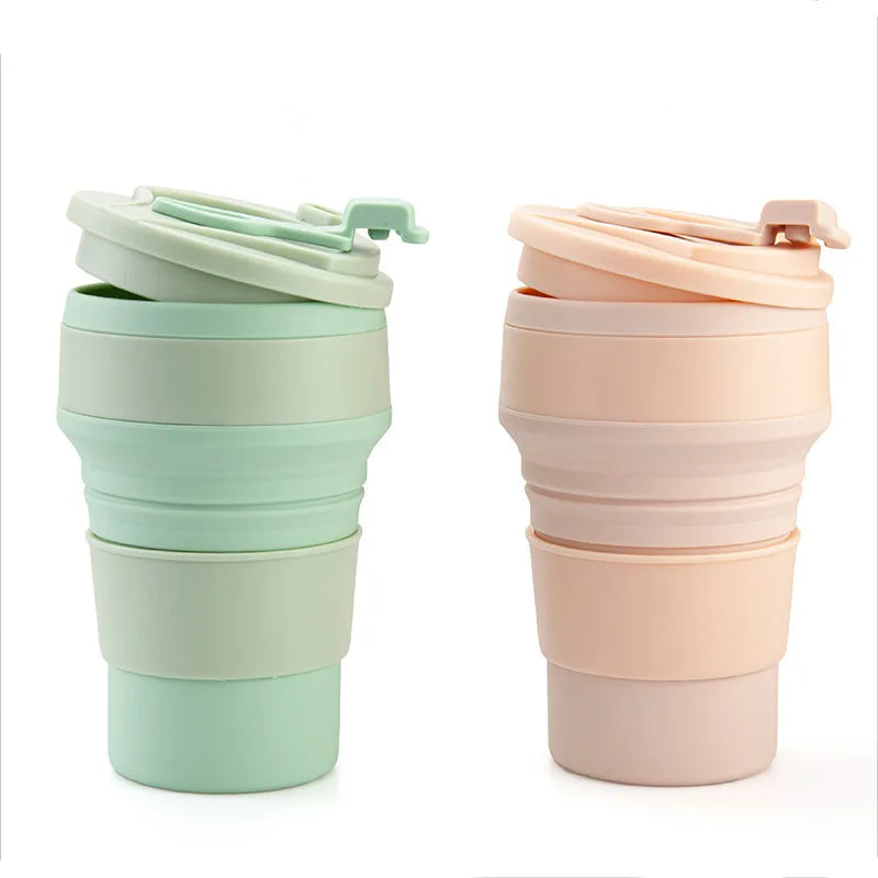 Source Factory Outdoor Custom Logo Color Eco Friendly Portable Cups  Travel Drinking Foldable Silicone Reusable Coffee Cup