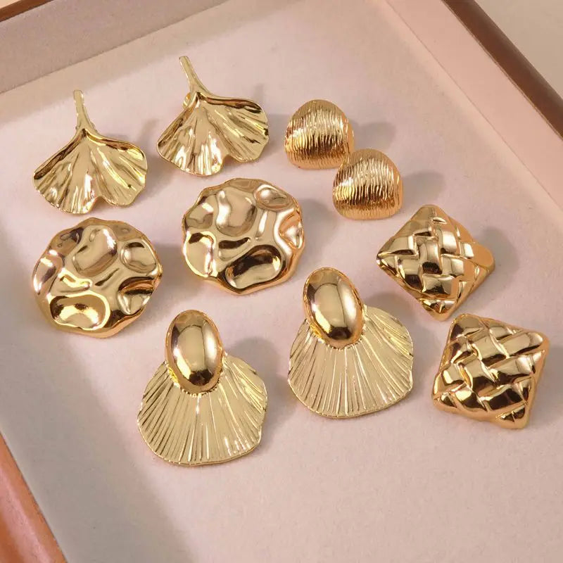 Meetyoo Customize Fashion Personalized Stainless Steel Leaf Earrings Gold-Plated Heart Shaped Stylish Earring for Women