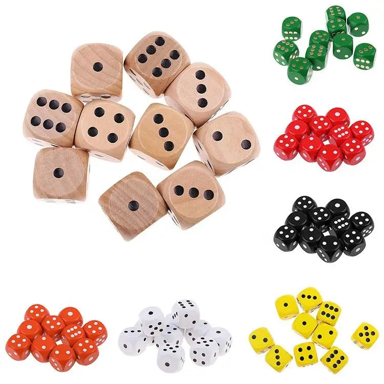 Factory Direct Customizable 20mm D6 Round Wooden Dice 6-Sided Game Cube Dnd Dice Colorful Blank Toys for Promotion
