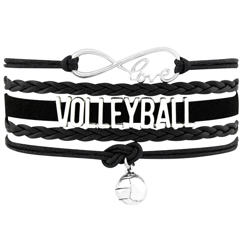 Factory Direct Wholesale Multicolor Volleyball Charm Leather Bracelets for Women