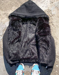 Custom Heavyweight Thick Fleece Double Layer Zip up Fur Reversible Jacket Manufacturer Drop Shoulder Winter Men Blank Fur Hoodie