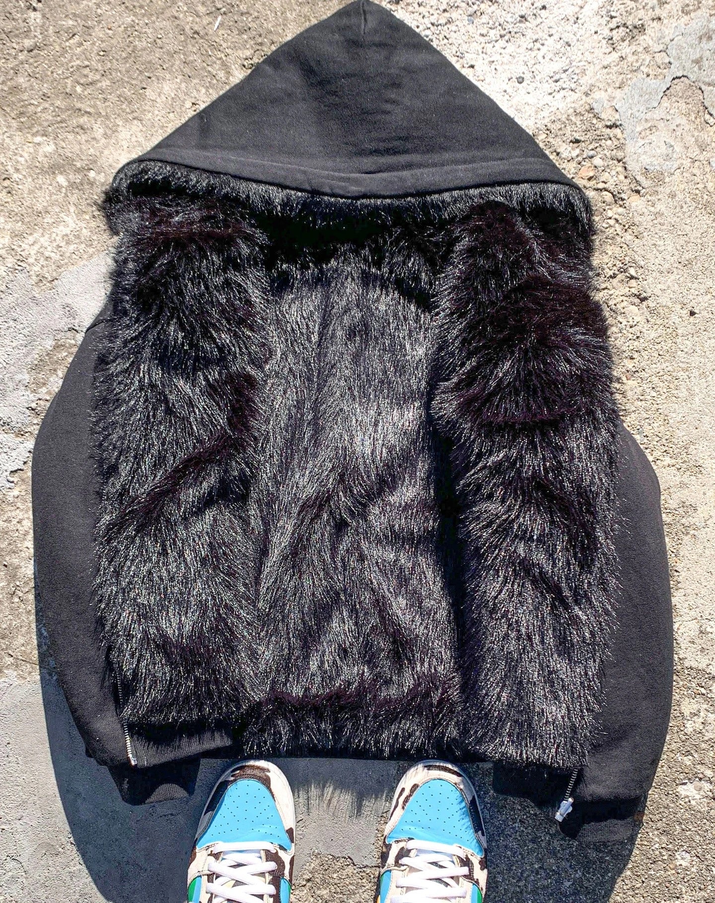 Custom Heavyweight Thick Fleece Double Layer Zip up Fur Reversible Jacket Manufacturer Drop Shoulder Winter Men Blank Fur Hoodie
