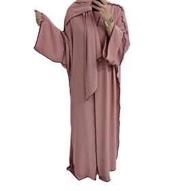 3 Piece Hijab Abaya Set Dubai Abaya Kaftan Eid Ramadan Muslim Women Abayas Modest Dress Long Robe