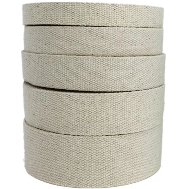 Custom 100% High Tenacity Cotton Webbing Strap Thick Woven Braid Webbing Ribbon Cotton Webbing