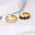 2026  New Fashion Jewelry Factory Wholesale Black White Ring Waterproof Stainless Steel Geometric Rings for Women's Gift
