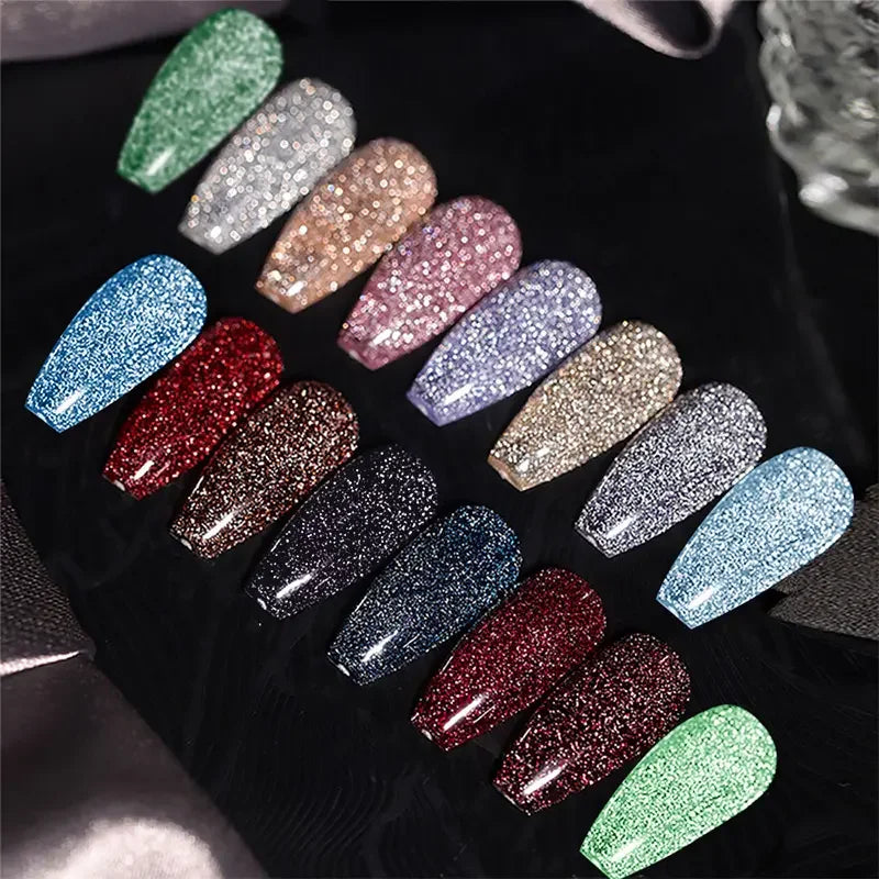 Hot Selling 19Colors Flash Gel Nail Polish Set Super Shiny Disco Gel Polish Long for Salon and Art Use Wholesale