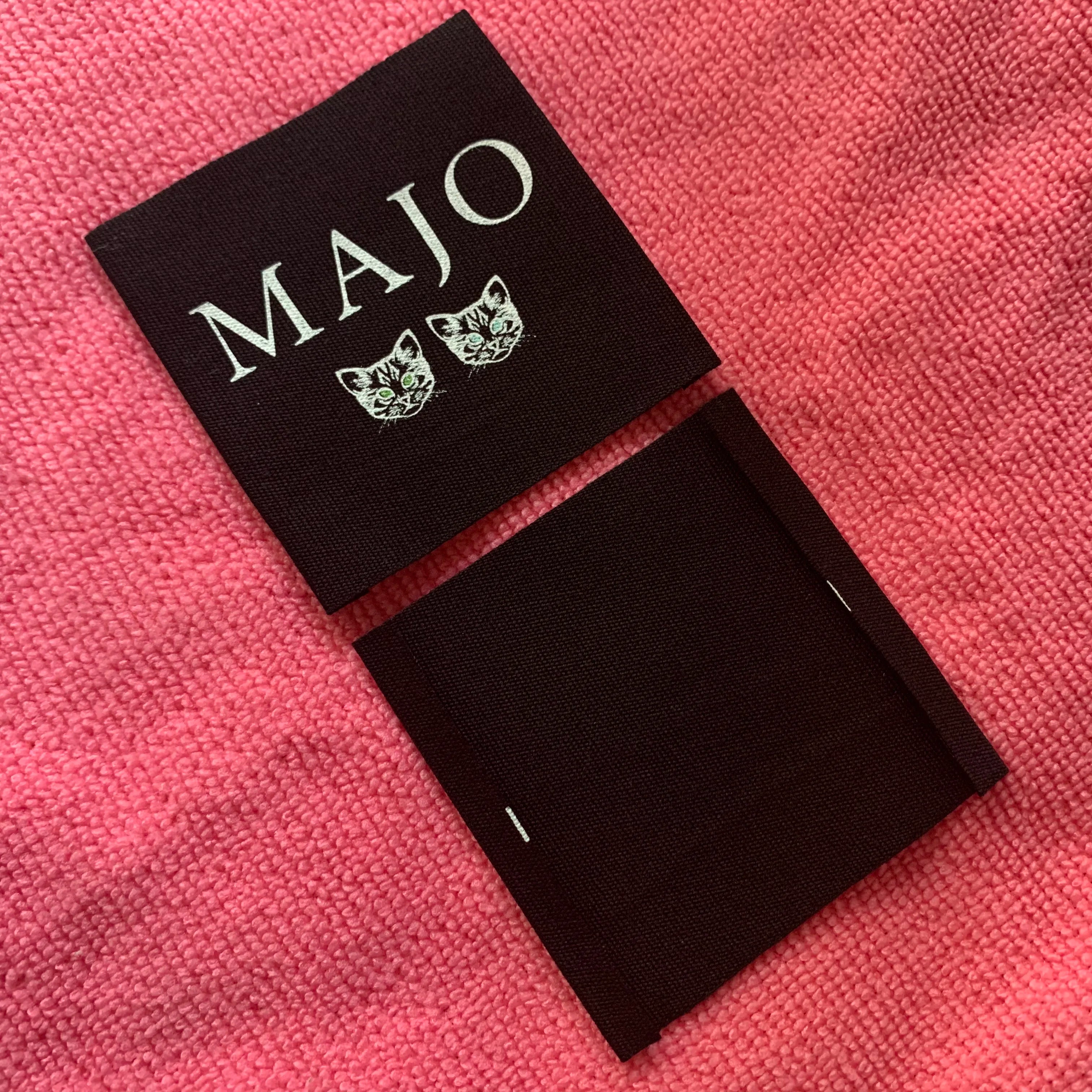 Custom Cat logo Black Cotton Patch100% Organic Cotton Label for Inside Clothing