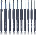 9pcs/set Navy Blue Soft Handle Crochet Hook  Knitting Needles Crochet Needles for Knitting Weaving Craft DIY Knitting Tools