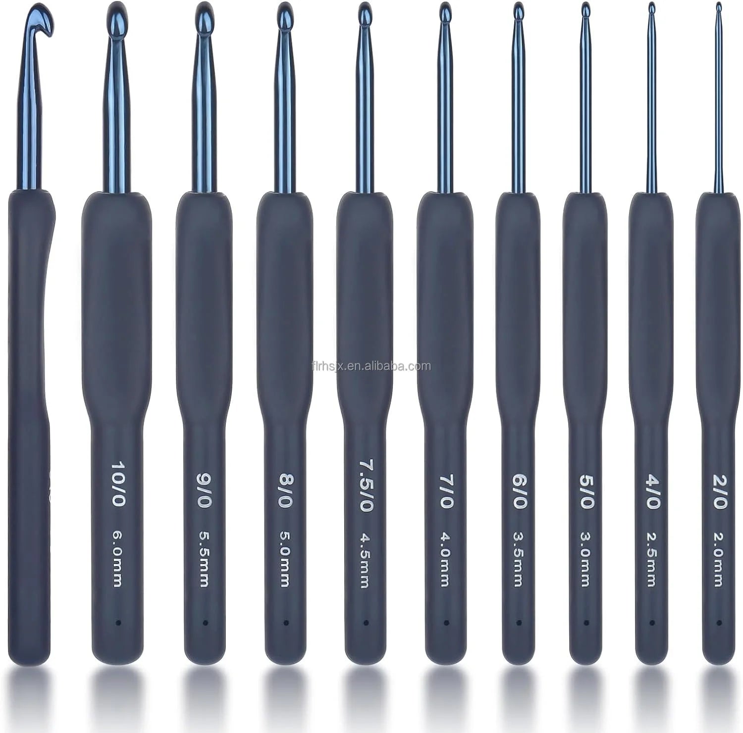 9pcs/set Navy Blue Soft Handle Crochet Hook  Knitting Needles Crochet Needles for Knitting Weaving Craft DIY Knitting Tools