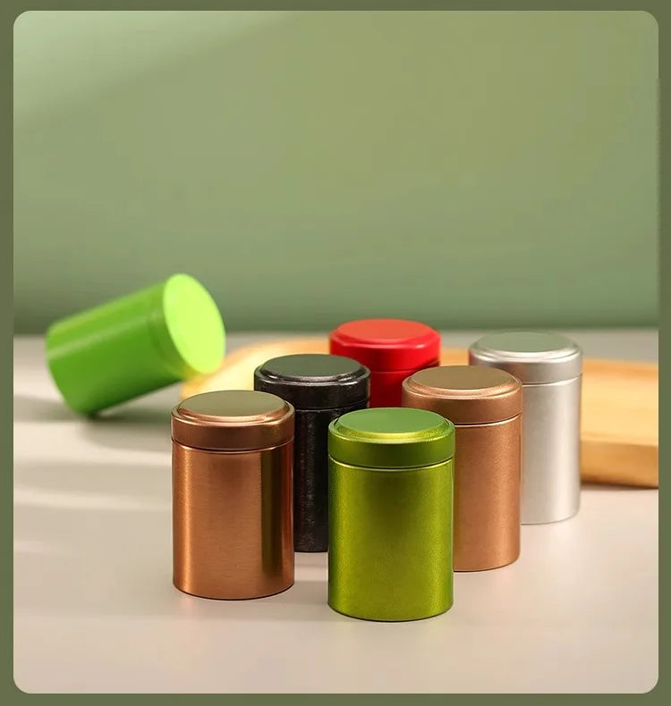 Custom Designs 45*H67mm Round Metal Tin Can for Chocolate Coffee Cookie 10g Tea Green Black Round Airtight Tea Tin Box
