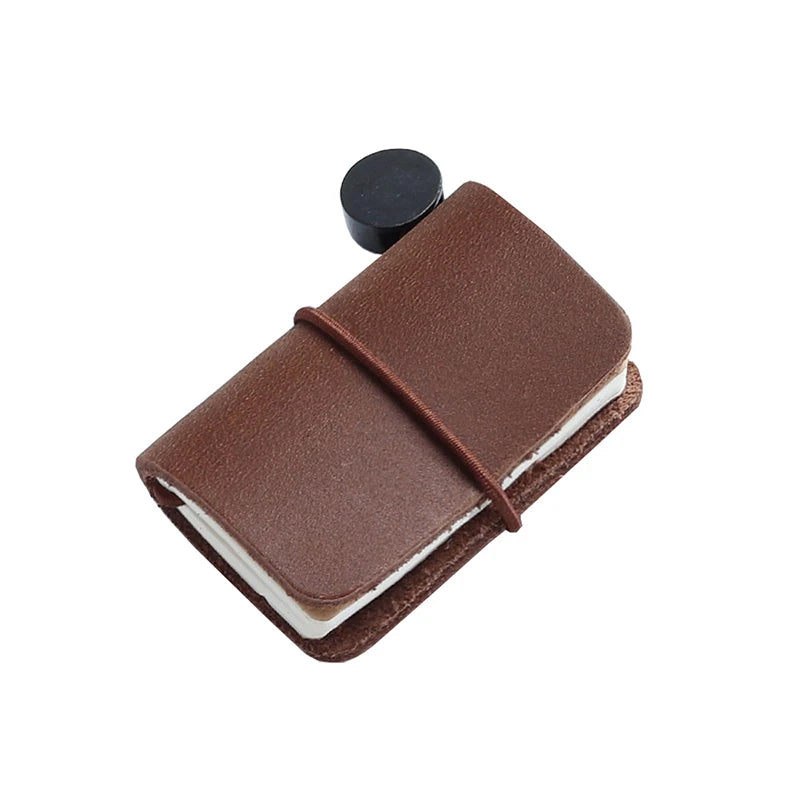Handmade Creative Board Game Writing Planner Journal Affirmation Paper Notebook with Genuine Leather Button Pocket Mini Size