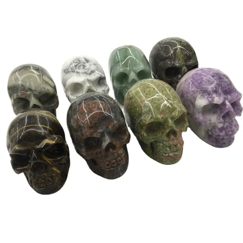 Wholesale Natural 2inch Mix Materials Skulls clear Quartz Obsidian 5 cm Skulls Hand Caved Energy Crystal Skulls for Sale