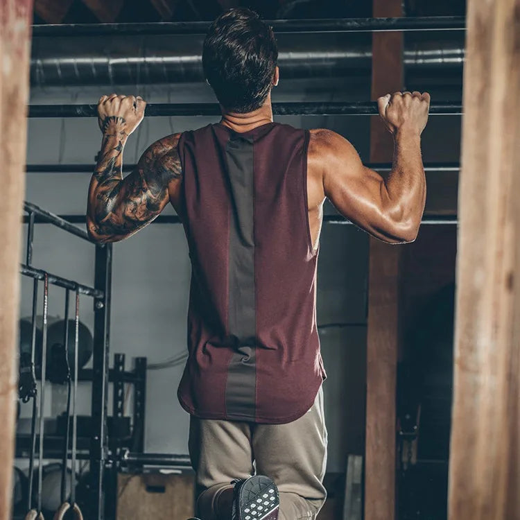 Custom Men's Summer Gym Tank Top Solid Cotton Sport Vest Plus Size Workout Fitness Clothing Breathable Quick Dry Knitted Logo