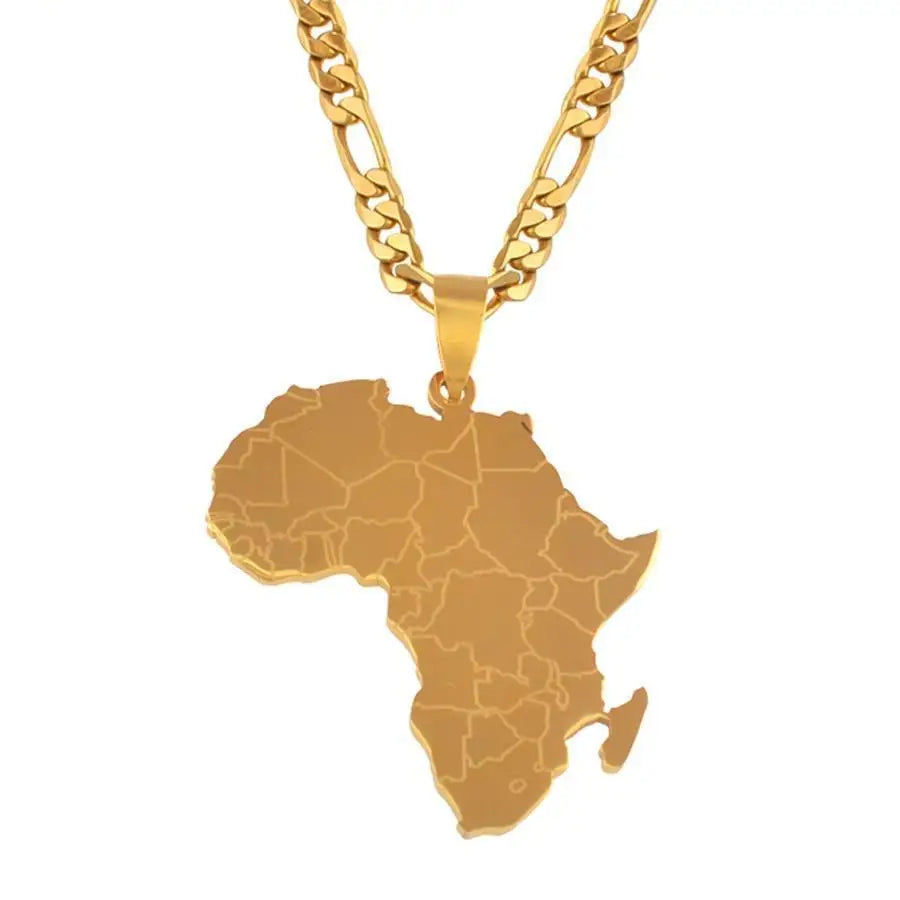 Olivia Personalized Africa Maps Pendant Necklaces for Women Men Travel Necklaces Country Map of African Jewellery Gifts