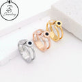 Shell Diamond Gold Plated Silver Stainless Steel Jewelry Classic Lamb Geometric Stone Three Color Engagement Design Ring