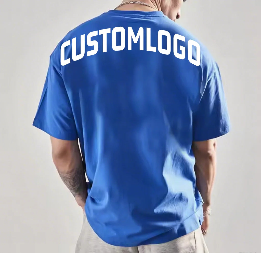 Custom LOGO Plus Size Mens GYM T-Shirts Blank Shirt Mens GYM T-Shirts GYM Workout Oversized T Shirt for Men