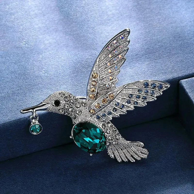 Fashion Crystal Brooch Female Temperament All-match Alloy Hummingbird Corsage Accessories Coat Color Pin for Banquet