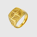 Men Navigation Jewelry 18K Pvd Gold Plated Tarnish Free Finger North Star Compass Ring Stainless Steel Man Christmas Rings