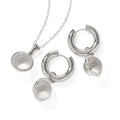 Waterproof Silver Plated Stainless Steel Transparent Stone Necklace Clear Glass Stone Drop Earring Necklace