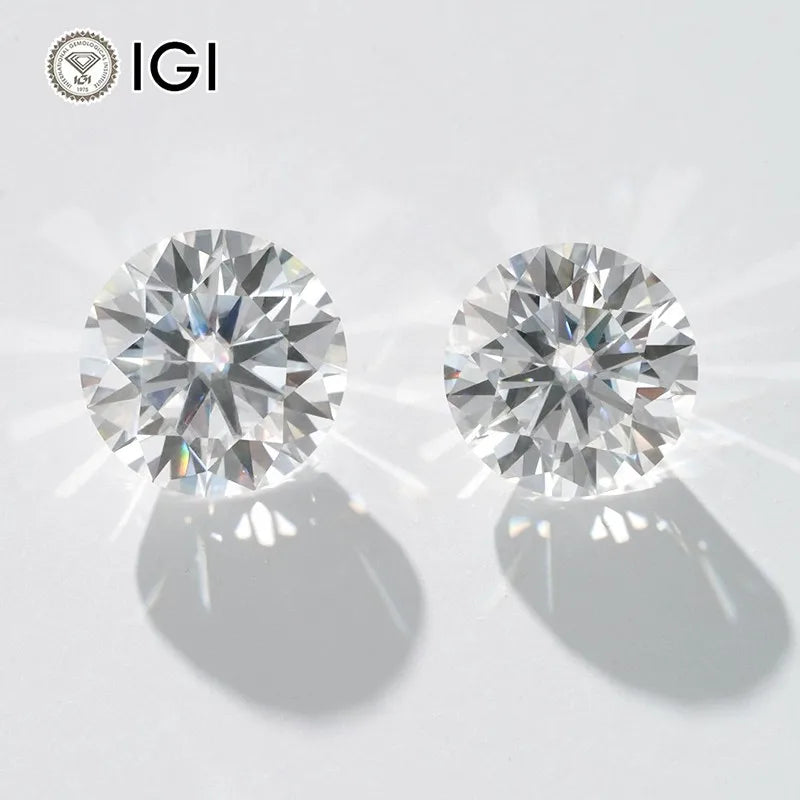 Starsgem HPHT 1CT DE VS VVS IGI Certificate Round Excellent Cut Lab Diamonds Making Earrings Stud Jewellery