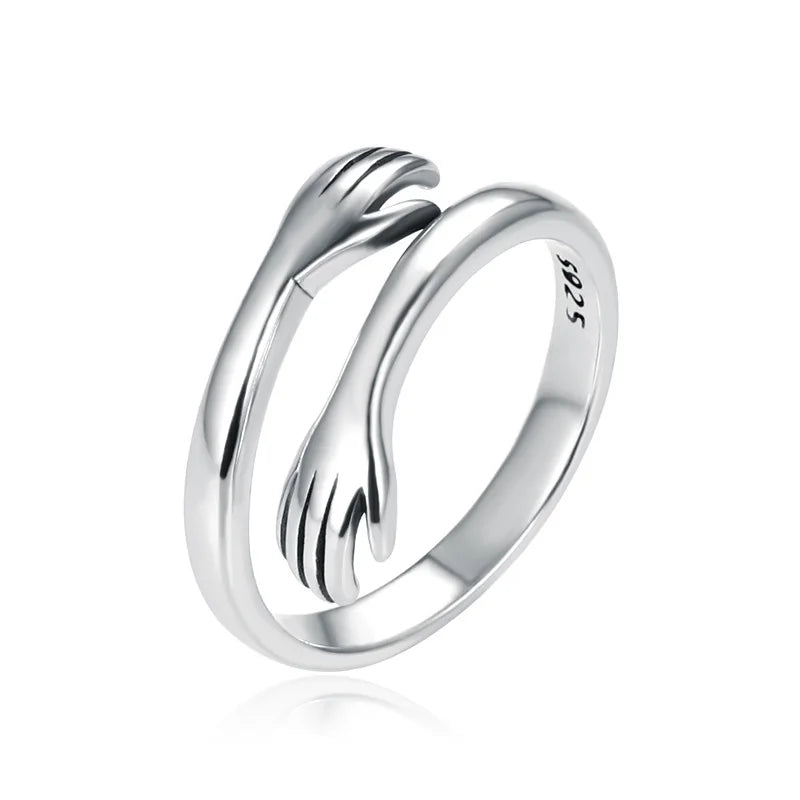 Romantic Open Love Hugging Jewellery Rings Personalized Wedding Couple Finger Hug Ring