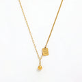 Joolim Jewelry 18K PVD Gold Plated Good Luck Rectangle Pendant Paper Pin Curb Chain Mixed Necklace Stainless Steel Jewelry