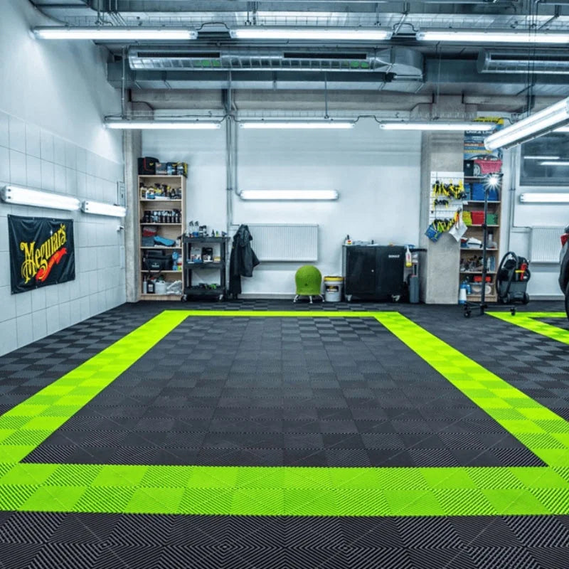 Free Design Removable Interlocking PVC Garage Floor Tiles Click Vinyl Flooring for Car Wash Villa Graphic Design Available