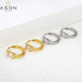 Ason Jewelry New Hot Sale Fashion Popular Daily Simple Oval Zircon 18k Gold Plated Stainless Steel Stone Huggie Hoop Earrings
