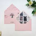 Custom Pink Wedding Invitation Envelopes with Floral Print and Personalized Photo Liner for Wedding and Lover Event