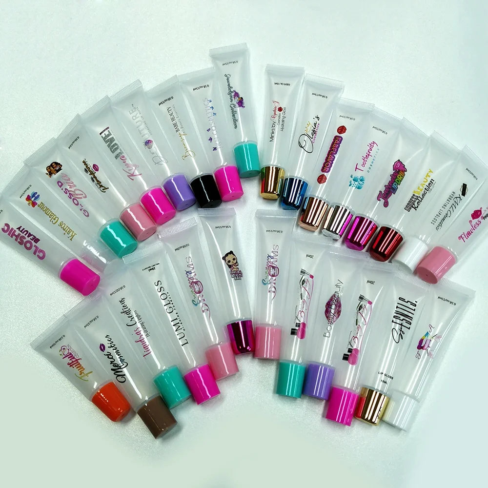 Custom LOGO Empty Squeeze Lip Gloss Tubes 10ml 15ml 20ml  Lip Gloss Squeeze Tube for Balm Lipgloss Containers Mini Soft Tube