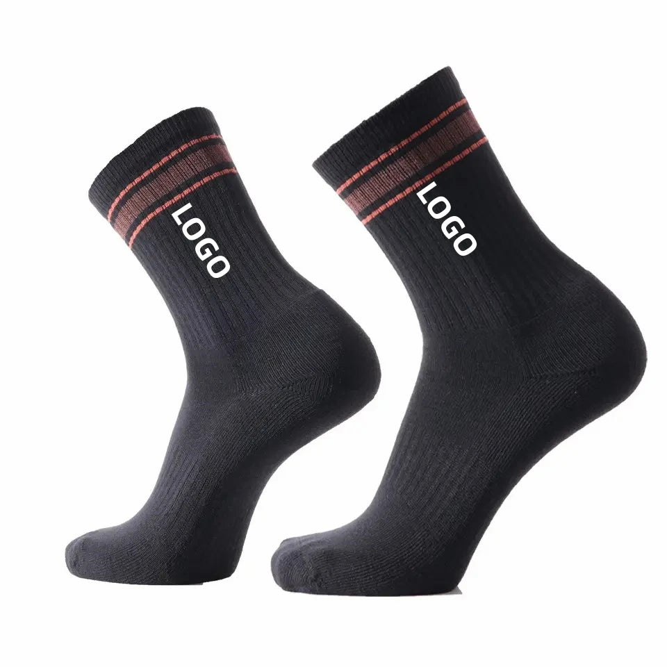 Wholesale Men Women Summer Sport Socks Custom Logo Breathable Outdoor Jacquard Technology Cotton Crew Socks