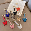 Luxury Crystal Rhinestone Butterfly KeyChain Bling Glitter Butterfly Alloy KeyChain Accessories Pendants Gifts for Women Charms