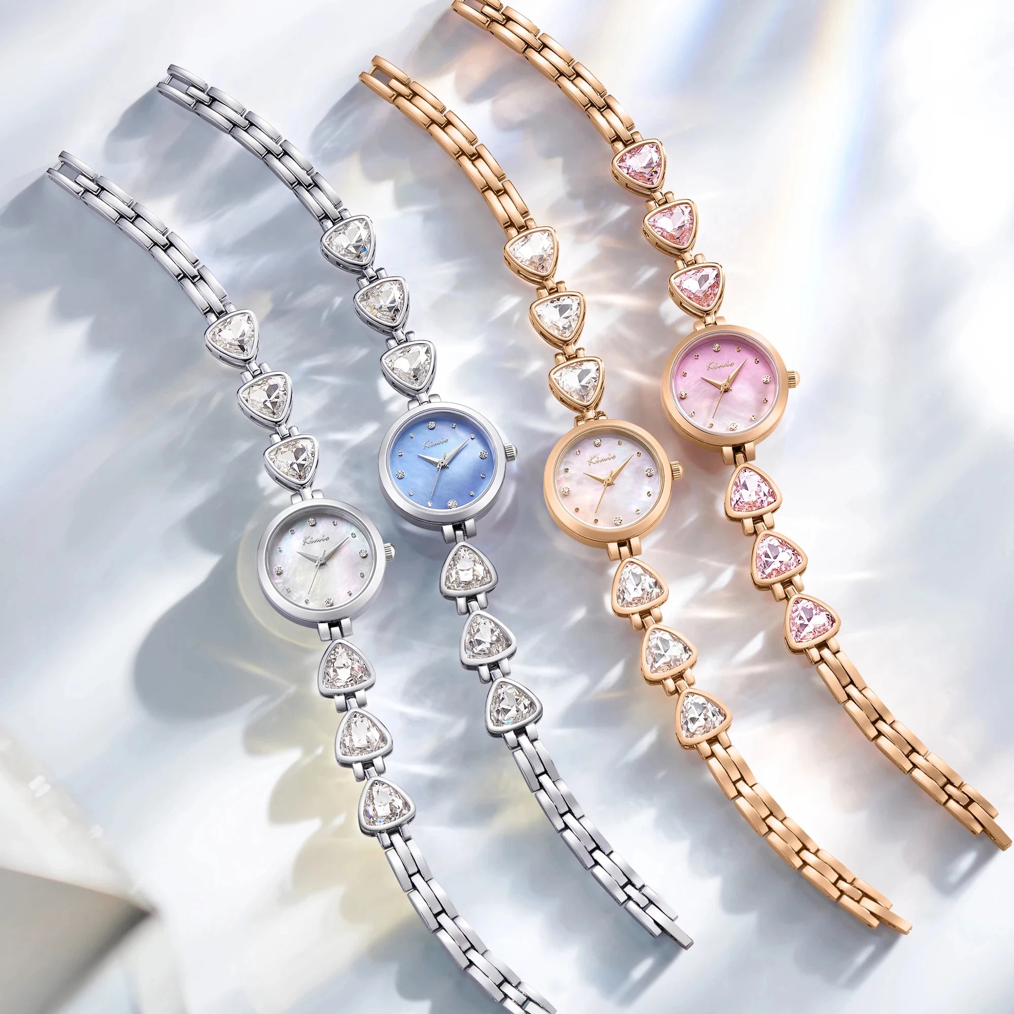 KIMIO Luxury Fashion Business Stainless Steel Back 3BAR Water Resistant Quartz Wrist Bracelet Watch for Women